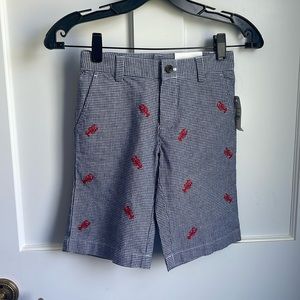 Brooks Brothers Boys Plaid Lobster Shorts - color: navy, white - size: 6 (boys)